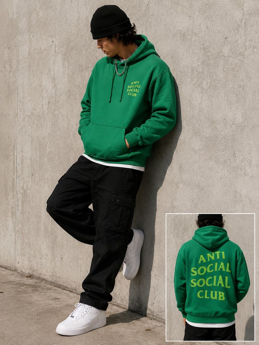 Anti Social Social Club The Hills Green Hoodie ASSC Pullover Sweatshirt Men S